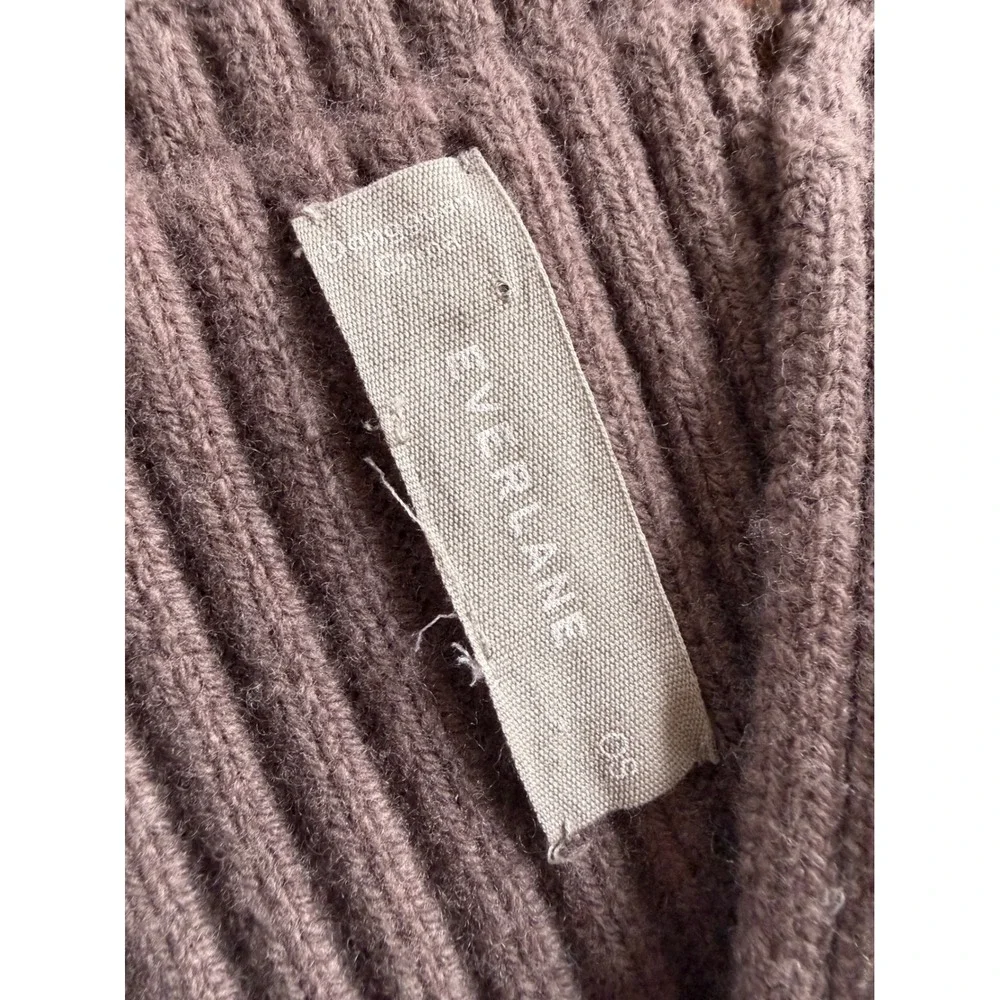 Everlane‎ Waffle Knit Scarf Taupe Grey Brown Ribbed Trim One Size OS Accessory